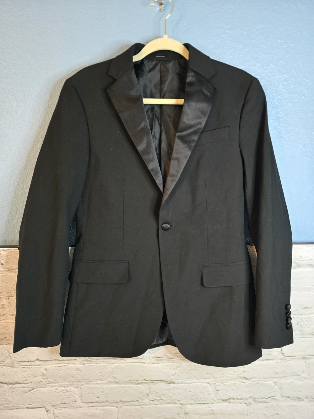 jf j.ferrar Black Single-Button Tuxedo Blazer Sz 36S